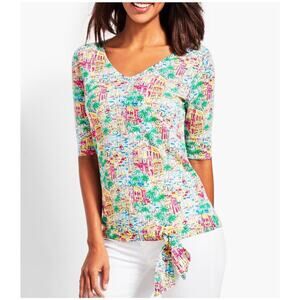 Talbots Santorini Greece‎ Print Cotton Sweater Size Medium